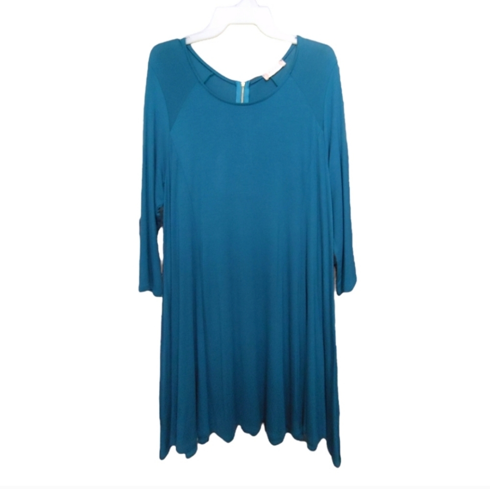 Altard State Turquoise Blue Trapeze Swing Skater Dress Women's Size Large L
